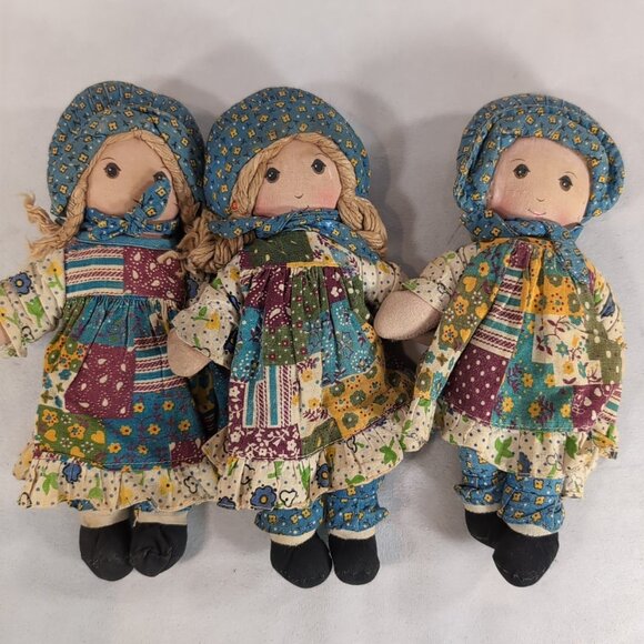 3 Set The Original Holly Hobbie Doll Knickerbocker 1970s Rag Plush Cloth Vintage - Picture 1 of 13